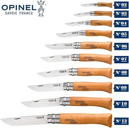 Opinel No.08 Carbon Steel Folding Pocket Knife with Beechwood Handle, Brown (2540089)