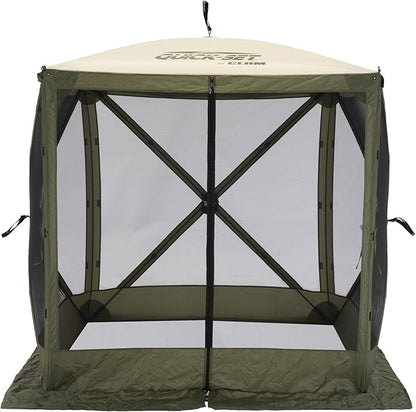 CLAM Pop Up Screen Tent, Outdoor Camping Gazebo Canopy, Traveler, 6', Green/Tan