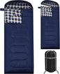 REDCAMP Flannel Sleeping Bag for Adults, Comfortable Cotton Sleeping Bags for Camping with Detachable Hood, Red/Grey/Blue