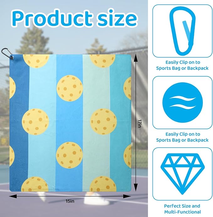 6 Pcs Dinkball Towels for Women Men Tennis Towel in Fashionable Prints 17 x 15 Inches Towel with Clip Dinkball Lover Gift Accessories