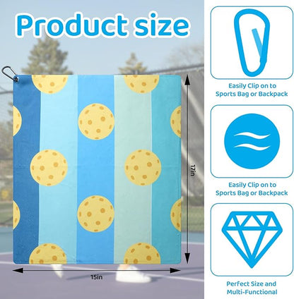 6 Pcs Dinkball Towels for Women Men Tennis Towel in Fashionable Prints 17 x 15 Inches Towel with Clip Dinkball Lover Gift Accessories