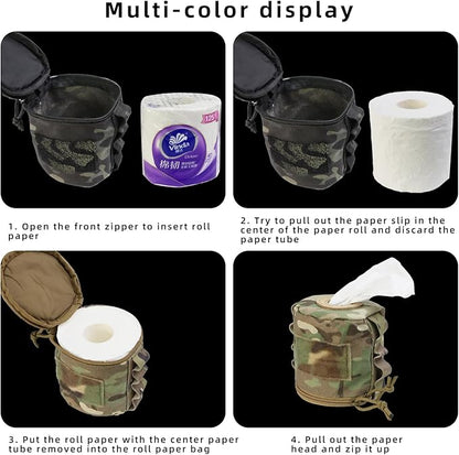 Tactical Toilet Paper Holder Waterproof and Wear-Resistant，Toilet Paper Holder for Outdoor Use, Camping,picnics (camo)