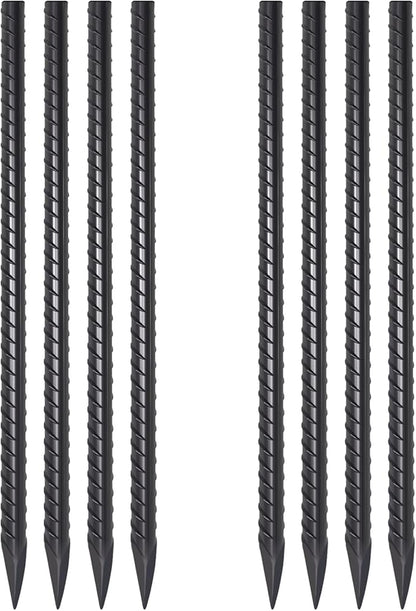 VVOKGO Rebar Stakes 24 Inch Straight Ground Rebar Stakes (8 pcs), Heavy Duty Hook Ground Anchors, Steel Plant Support Garden Stake with Chisel Point end, Hammer Through Hard Soil for Camping