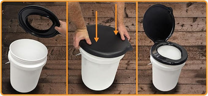 SE Portable Black Plastic Toilet Seat Lids, Fits a 5 Gallon Bucket, Great for Camping, Outdoor Activities, or for Emergencies
