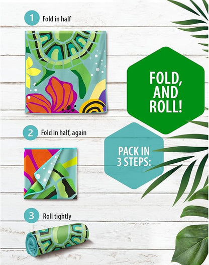 VENTURE 4TH Microfiber Beach Towel: Quick-Dry, Compact, Sand-Free, Absorbent, Sandproof and Lightweight - Perfect for Camping, Beach, and Roadtrips (Turquoise Turtle Design | 35x78 inches)