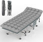 Suteck Camping Cot, Folding Camping Cot Bed for Adults Sleeping 1200D Double Layer Oxford Portable Folding Outdoor Cots for Camping W/Soft Pad Carry Bag for Home Office Nap Beach Travel, 500LBS,Grey