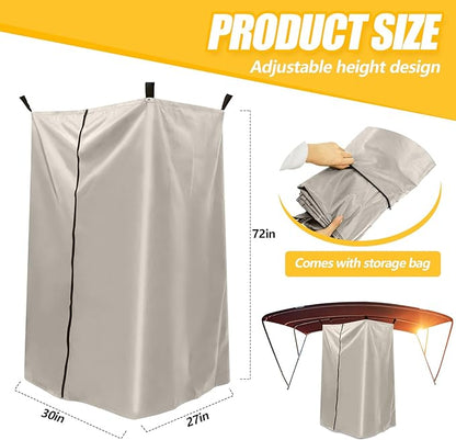 Boats Privacy Curtain Changing Room with Bag Portable Privacy Tent Easy Up Pontoon Enclosure Partition for Pontoons Boat Hanging Tent 27" W x 30" D x 72" H(Beige)