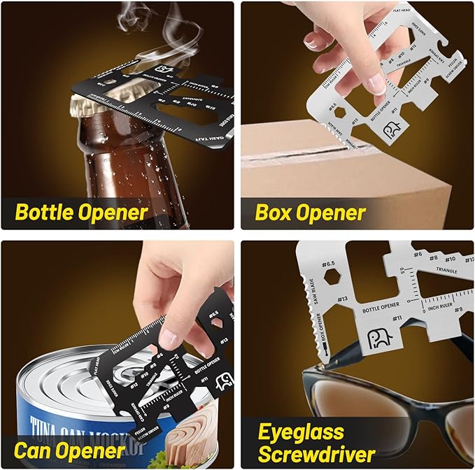 20-in-1 Credit Card Multitools - Stocking Stuffers for Adults, Christmas Gifts - Tools and Gadgets for Men, Women, Him, Dad, Husband, Boys, Teens