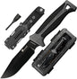 HX OUTDOORS Extra Sharp Bushcraft Knife with Fire Starter, Premium D2 Steel Fixed Blade Survival Camping Knife with Plastic Sheath for Outdoor, Hiking, Backpacking(Black)