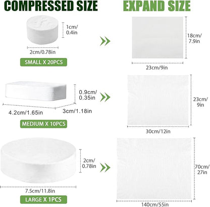 Travel Size Toiletries, Includes Thicken Mini Compressed Towel, Large Disposable Towels, Bath Towel Set for Camping,Hiking,Travel,Hotel,Business,Vacations(31 Count)