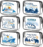 6 Pcs Clear Alaska Makeup Bags Gifts for Women, Beach Cruise Cosmetic Bag,Alaska Cruise Essentials, Travel PVC Waterproof Toiletry Bags for Girls Sister Daughter Nurse Teacher