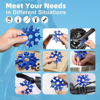 18 in 1 Snowflake Multi Tool, Phillips Flat Screwdriver Kit/Wrench/Bottle Opener, EDC Camping Gear, Gifts for Men (Blue)