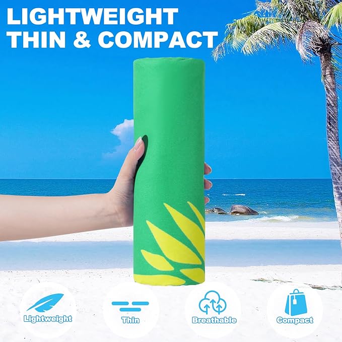 2 Packs Microfiber Oversized Lightweight Thin Beach Towel Compact Sandproof Quick Dry Clearance Towels Extra Large Sand Free Essentials Accessories Women Men Adults Gifts Little Pineapple Flamingos