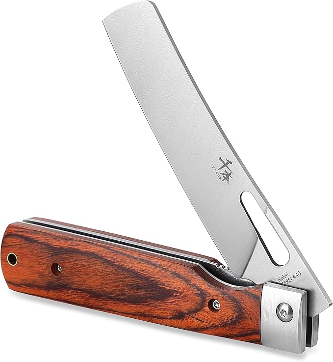 440A Stainless Steel Super Sharp Japanese Pocket Folding Chef Knife Peeling Utility Knife Color Wooden Handle Camping Travel Outdoor Portable Kitchen Knife