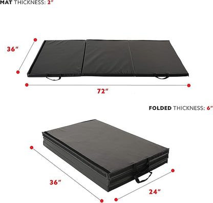 Sunny Health & Fitness Tri-Folding & Puzzle Exercise Mats – Extra Thick, Durable, Non-Slip, Water-Resistant Cushioning for Home Gym, Yoga, MMA, Gymnastics, Cardio, and Core Workouts