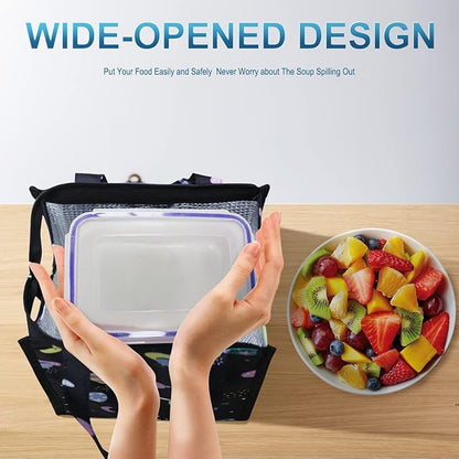 iknoe Lunch Bag Insulated Lunch Bags for Women & Men, 9L Reusable Lunch Tote, Portable Adult Thermal Large Lunch Cooler for Work Picnic Beach (Space Planet)