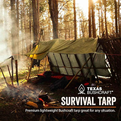 Emergency Camping Tarp, Waterproof 10x10 Emergency Shelter for Backpacking and Hiking, 70D Ripstop Nylon Survival Tarp with Reflective Aluminized Polymer and Loop Ties with Grommets