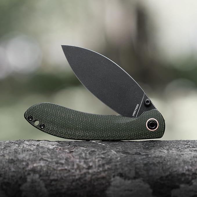 Vosteed EDC Knife, 3.26" Lightweight Folding Pocket Knife with Clip for Men and Women, Modern Shilin Cutter with Nitro-V Steel Blade, Micarta Handle for Camping, Hiking -Nightshade Series