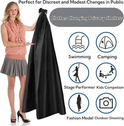 Goaste Portable Changing Room Tent, Instant Dressing Cover Ups, Clothes Changing Privacy Shelters, Changing Curtain Cloak with Round Collar for Beach, Camping, Hiking, Dance Competition, 4.2ft Length