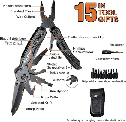 15 in 1 Multitool Pliers, Father's Day Gifts for Him, Christmas Birthday Gifts for Men, Dad Gifts from Daughter Son, Mens Gifts for Dad, Husband, Boyfriend, Grandpa