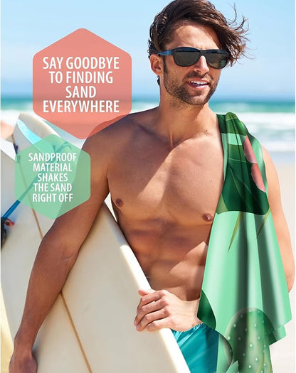 VENTURE 4TH Microfiber Beach Towel: Quick-Dry, Compact, Sand-Free, Absorbent, Sandproof and Lightweight - Perfect for Camping, Beach, and Roadtrips (Tropical Scent Design | 35x78 inches)