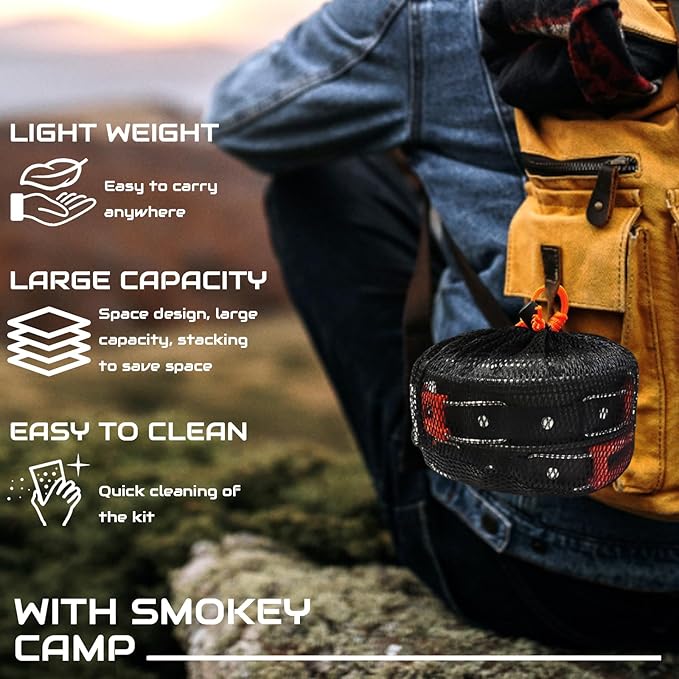 Camping Cooking Set,7Pcs Camping Pan Set for Backpack Cookware Pot and Pans Set, Survival Cooking Kit for Hiking Cooking Gear Outdoor Cooking and Picnic,Hiking, Picnic