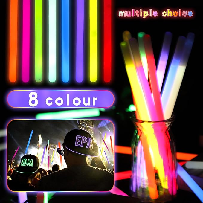 20 Pcs Big Glow Sticks 14 Inch Industrial Grade 8 Colors Glow Sticks Bulk Jumbo Light Stick Emergency Large Glow Sticks glow in the dark for Camping Accessories, Hurricane, Earthquake, Survival Kit