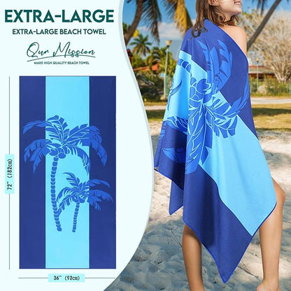 2 Packs Microfiber Oversized Lightweight Thin Beach Towel Compact Sandproof Quick Dry Clearance Towels Extra Large Sand Free Pool Essentials Accessories Women Men Adults Gifts Cactus Coconut Tree