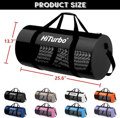 Hiturbo Mesh Dive Duffel Bag: Scuba Gear Bags for Diving, Snorkeling, Freediving and Swimming - 60L Travel Beach Pool Water Sports Equipment Bag with Shoulder Strap