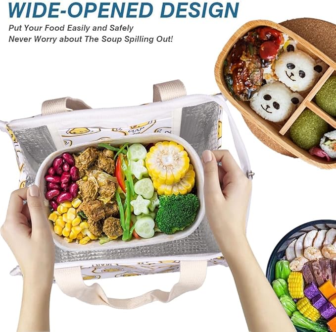 iknoe Insulated Lunch Bag for Women, 9L Durable Wide-Open Foldable & Portable Lunch Tote with Interior Pockets, Water-Resistant Thermal Cooler for Adults Picnic Beach