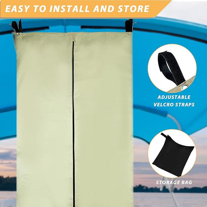 Privacy Tent for Boats, Heavy-Duty Hanging Changing Room for Pontoon Boats, Privacy Curtains for Pontoon Boats, Attaches to Bimini Top Poles (Gray)
