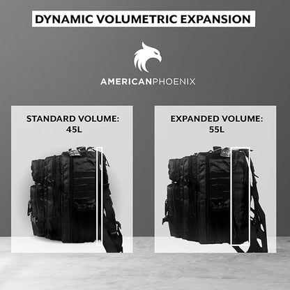 45L to 55L Expandable Professional Tactical Backpack | 1680D SUPER HEAVY DUTY BALLISTIC NYLON |10X Stronger Work & Military Bag | Built-In Rain Cover | MADE BY PROS FOR PROS (Carbon Black: Pro Series)