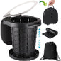 Fishboy Upgraded Portable Toilet for Camping, Adjustable Retractable Outdoor Toilet, Travel Potty with Carrying Handle and Storage Bag for Adults Kids for Hiking, Trips, Tent, Boat, Beach (Black)