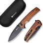 SENCUT Sachse Pocket Knife Folding Knife for EDC, Wood Handle 9Cr18MoV Blade Foldable Small Knife with Clip, Button Lock Everyday Carry Knife for Men Women Indoor Outdoor Gift S21007-6
