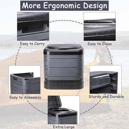Portable Toilet for Camping, XXXL Extra Large Folding Toilet for Adults, Travel Potty for Camping, Hiking, RoadTrip, Car, Tent, Truck Drivers, the Aged