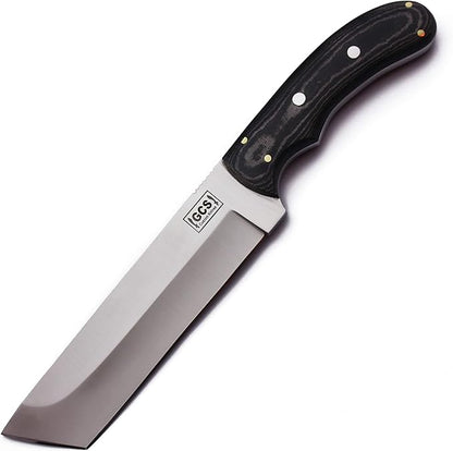 GCS Handmade Micarta Handle D2 Tool Steel Tactical Hunting Knife with leather sheath Full tang blade designed for Hunting & EDC GCS 117