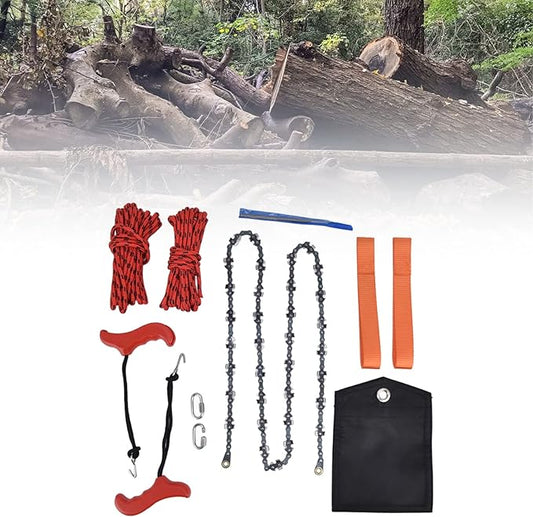 53inch Length High Reach Tree Limb Hand Rope Saw,Hand Rope Chain Saw,Both Sides Teeth Blades Folding Pocket Chainsaw for Tree Limb, Outdoor Camping, Tree Pruning, Hand Rope Chain Saw,53inch Lengt