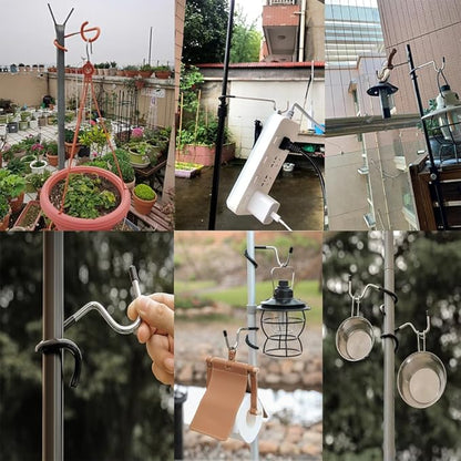 2 Pack Bird Feeder Hanger Pole Attachment Shelf Pole Hooks Stand Adapter for Tent Lamp Lantern Light Outdoor Birdfeeder Flower Pot Garage Camping Storage Organization