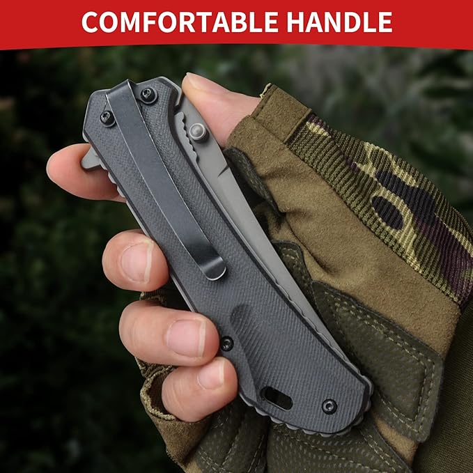 3.5 INCHES Blade Stainless Steel Folding Knife, Pocket Knife With Classic G10 Handle for Outdoor
