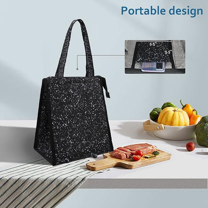 iknoe Lunch Bag Insulated Lunch Bags for Women & Men, 9L Reusable Lunch Tote, Portable Adult Thermal Large Lunch Cooler for Work Picnic Beach (Bright Black)