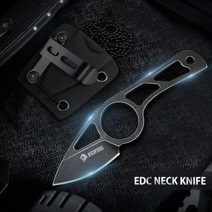 NedFoss Neck Knife with Sheath and Necklace, Spear Finger Hole Fixed Blade EDC Knife,1.9" Small Knife Necklace With Adjustable Belt Clip for Men Women, EDC Utility Knife Mini Box Cutter