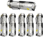 6 Pack,Pocketman 7W 300LM 3 Modes Mini Light Silver LED Tactical Flashlight