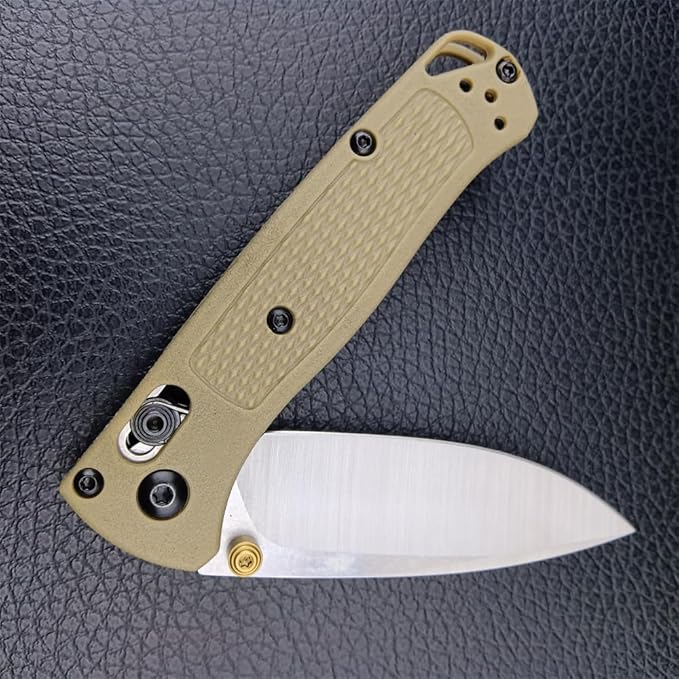 6.5In Thumb Mini Folding Pocket Knife, EDC Lightweight Manual Studs Open Stain Blade Plain Edge Fiberglass Handle With Belt Clip,Gift for Man (Khaki)