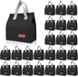 24 Pack Lunch Bags Bulk,Insulated Reusable Lunch Bags with Aluminum for Women Men,Leakproof Tote Large Lunch Box for Office,Work,Beach or Travel,Black