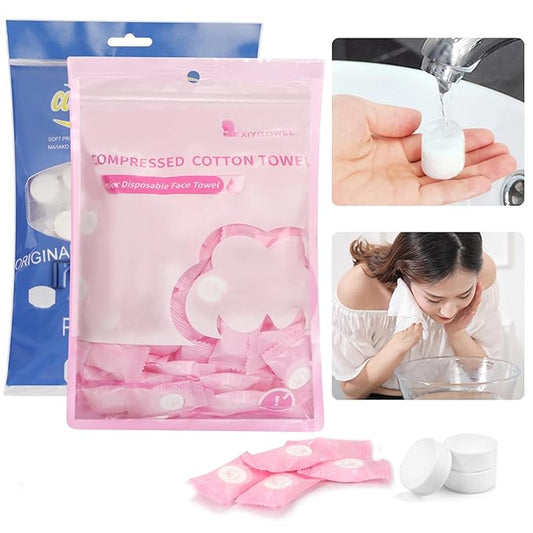 200 PCS Mini Compressed Towel, Disposable Face Compressed Towel, Portable Compressed Hand Wip Compressed Coin Tissue for Travel/Home/Outdoor/Camping/Makeup/Sport