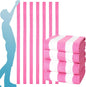 4 Packs Oversized Stripe Beach Towel Thin Terry with Towel Bands Set XL Extra Large Big Clearance Pool Travel Accessories Essentials Soft Absorbent Swim Bath Towels Bulk Men Women Adults Gift Powder