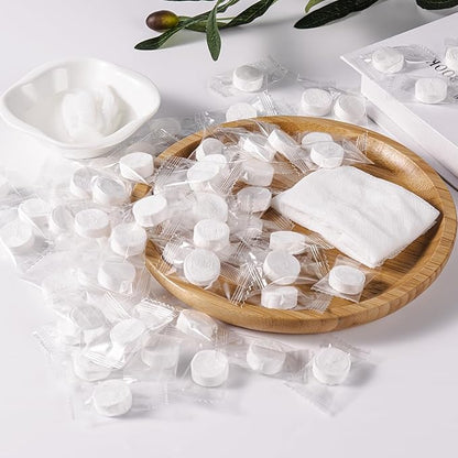 200 Pieces Compressed Towels Portable Disposable Mini Compressed Coin Tissue Toilet Paper Tablets for Travel, Camping, Hiking, Sport, Beauty Salon, Home Hand Wipes