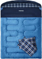Double Sleeping Bag Flannel for Adults with 2 Pillows 2 Person Sleeping Bags Camping XXL Queen Size Two Person Sleeping Bag for Cold Weather
