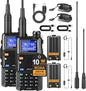 5RH Ham Long Range Radio 10W Radio (Upgraded of UV-5R), 999CH One Key Frequency Match, 2500mAh Battery Rechargeable Walkie Talkies, with Programming Cable, Earpiece, Type-C Charging(2 Pack)