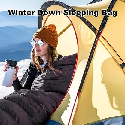 Ultralight Down Sleeping Bag for Adults with 600 Fill Power, Compact Sleeping Bag with Compression Sack for Backpacking, Hiking and Camping